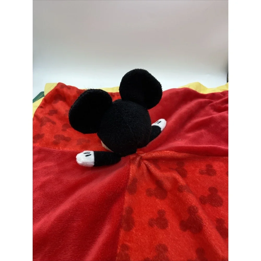 Disney Baby Red Yellow Trim Crinkle Mickey Mouse Plush Security Blanket Lovey